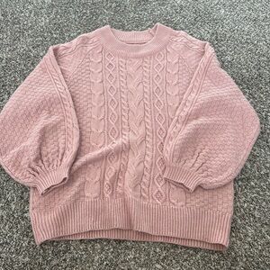 SHEIN Blush Cable Knit Sweater